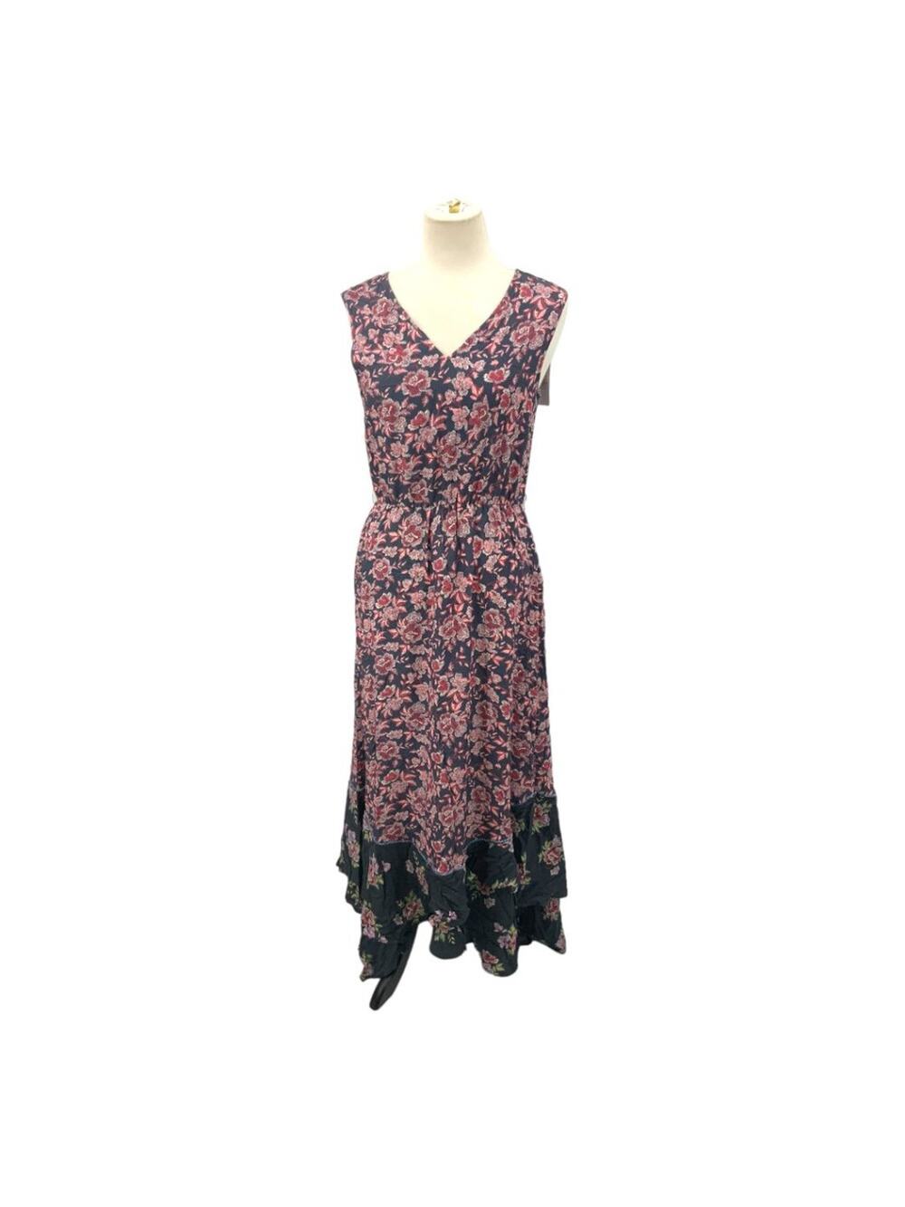 LAIA Amanda Long Dress Blue Floral Sleeveless V Neck Size Small NWT